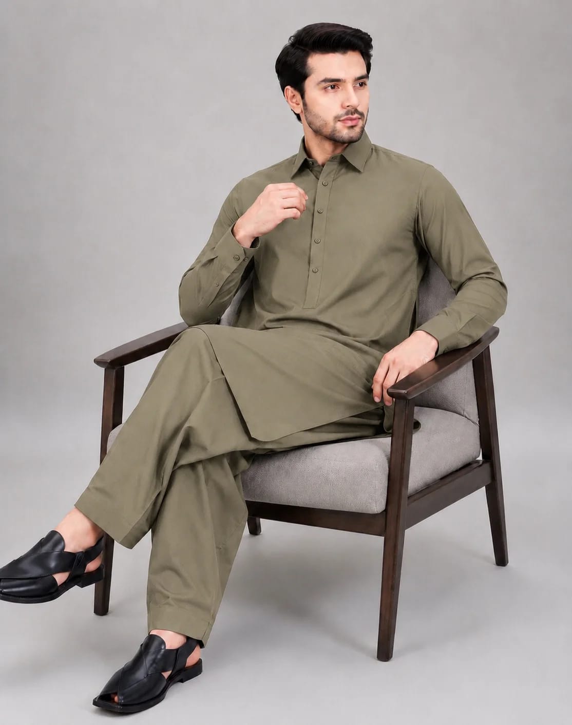 ANDAZ 001 OLIVE-SAGE KAMEEZ SHALWAR