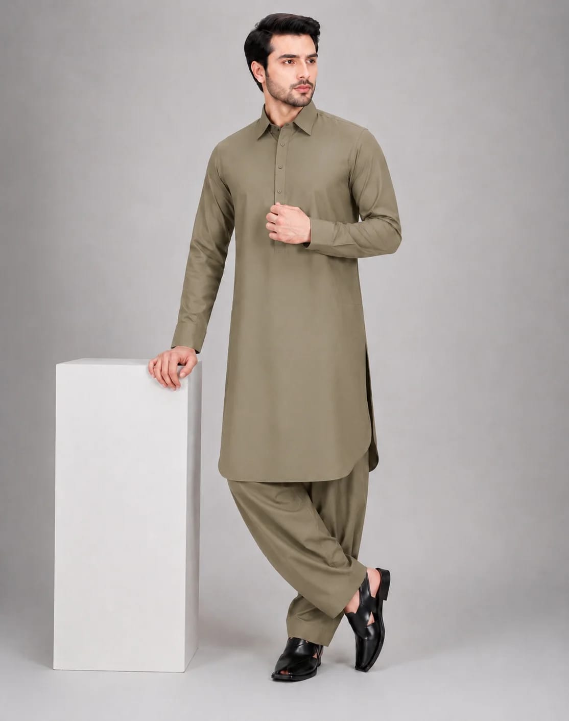 ANDAZ 001 OLIVE-SAGE KAMEEZ SHALWAR