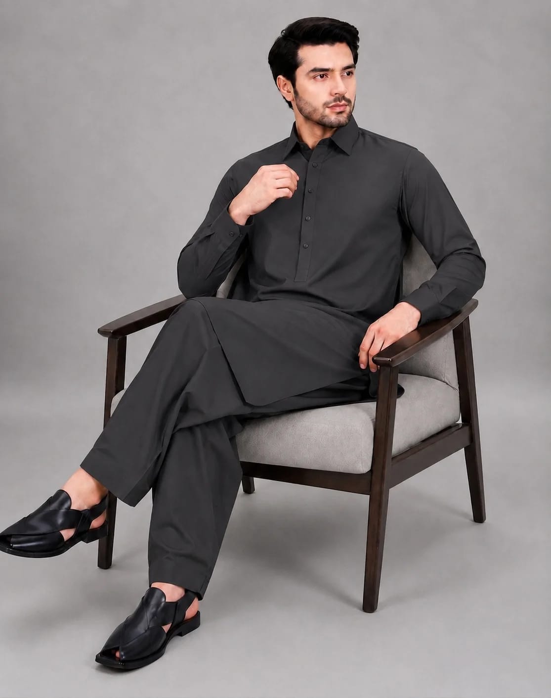 ANDAZ 001 SMOKEY-GRAY KAMEEZ SHALWAR