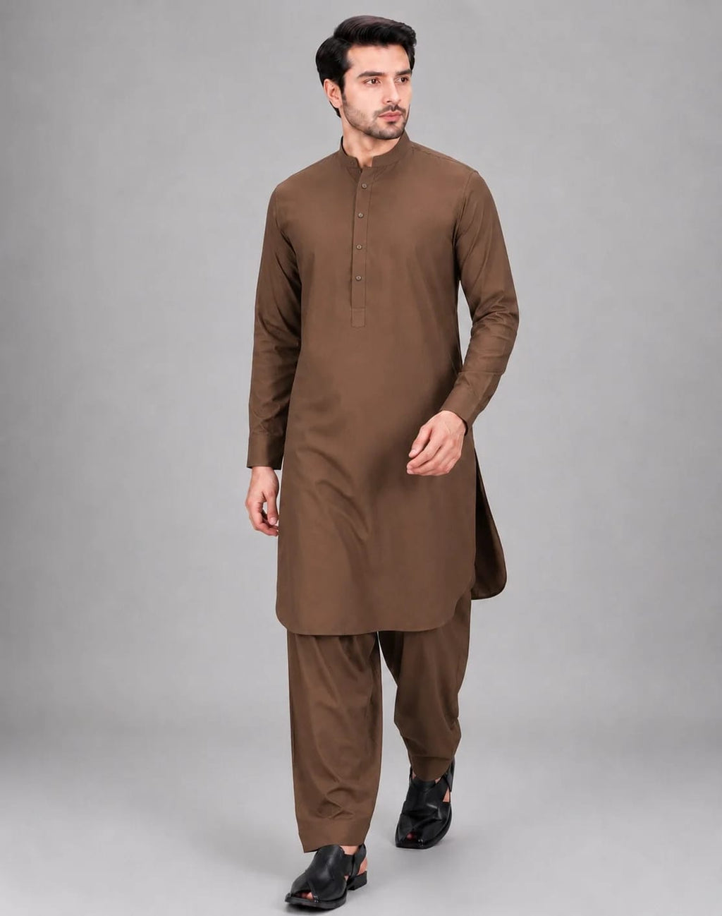 ANDAZ 002 LEATHER-BROWN KAMEEZ SHALWAR