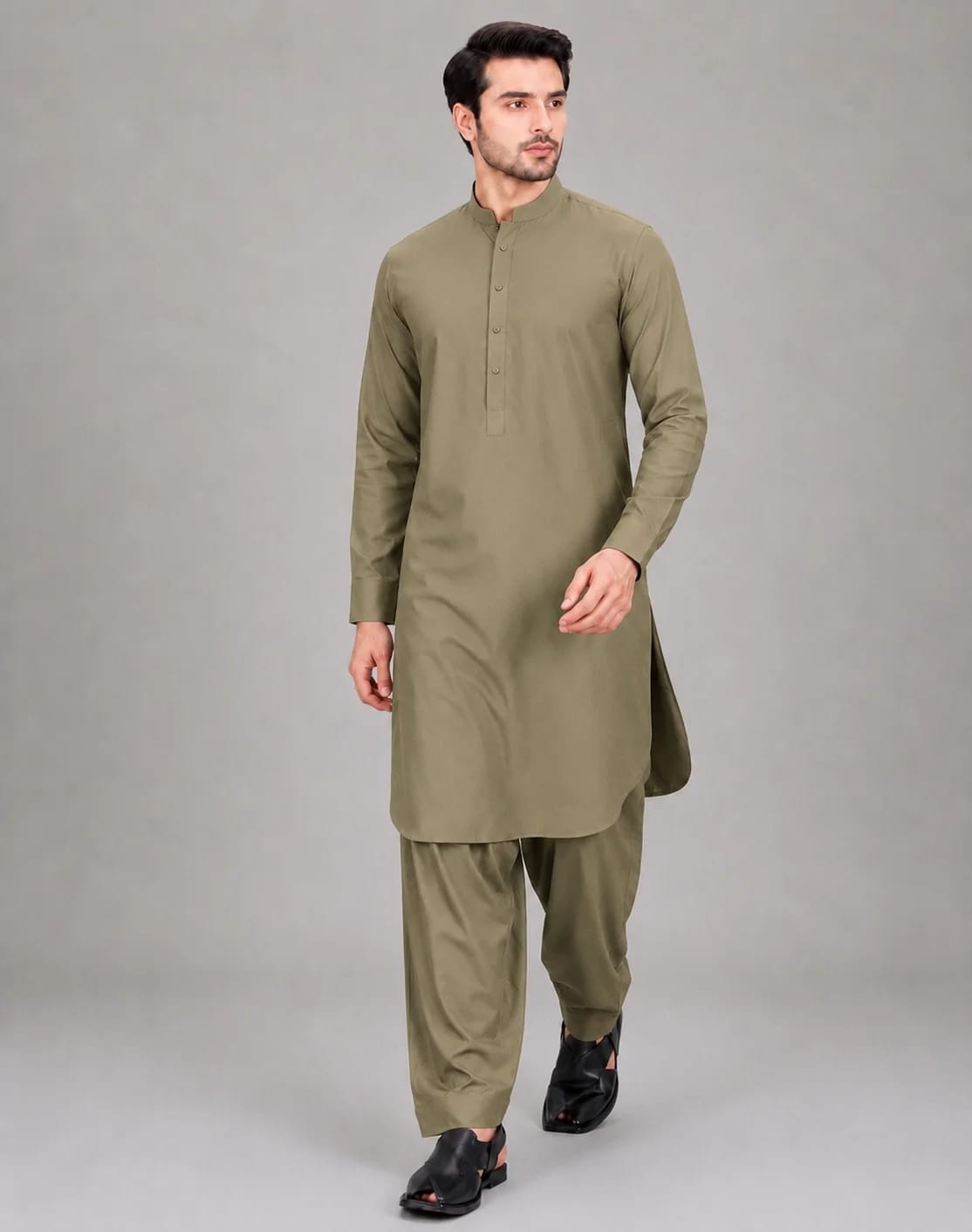 ANDAZ 002 OLIVE-SAGE KURTA SHALWAR