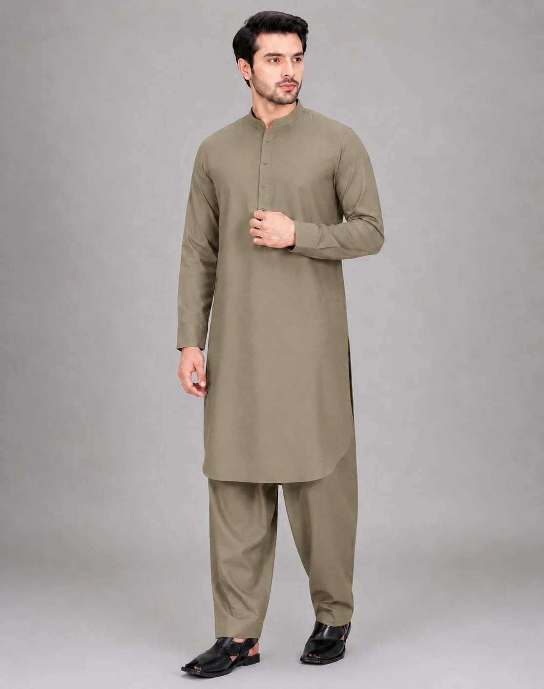 ANDAZ 002 OLIVE-SAGE KURTA SHALWAR