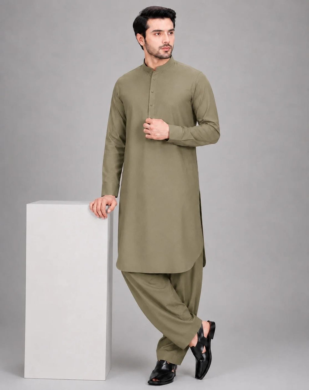 ANDAZ 002 OLIVE-SAGE KURTA SHALWAR