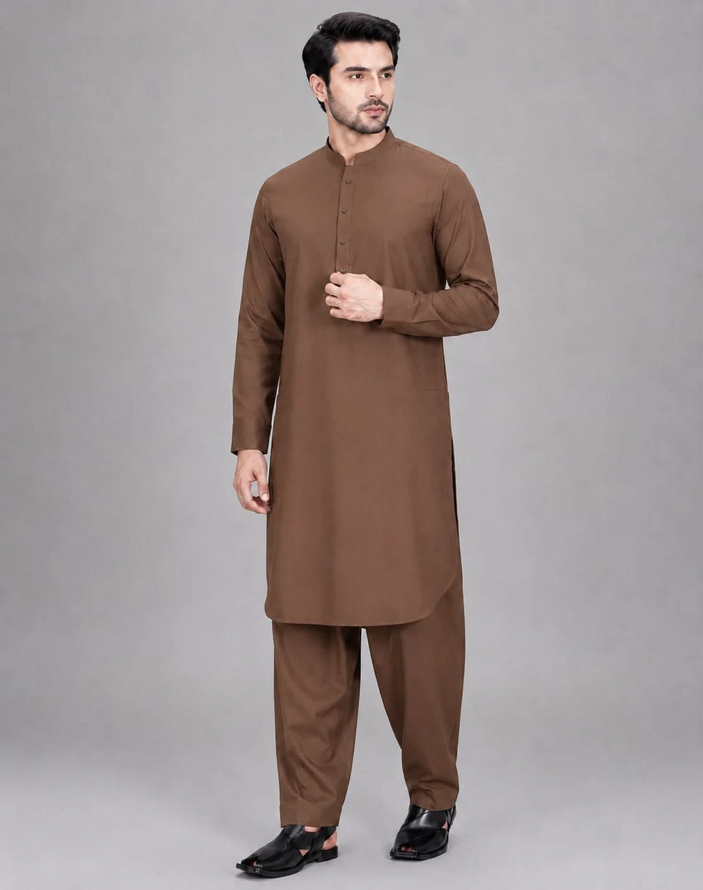ANDAZ 002 LEATHER-BROWN KAMEEZ SHALWAR