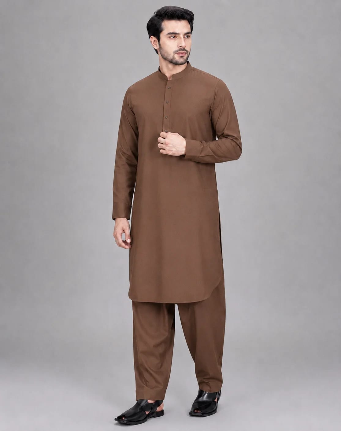 ANDAZ 002 LEATHER-BROWN KAMEEZ SHALWAR
