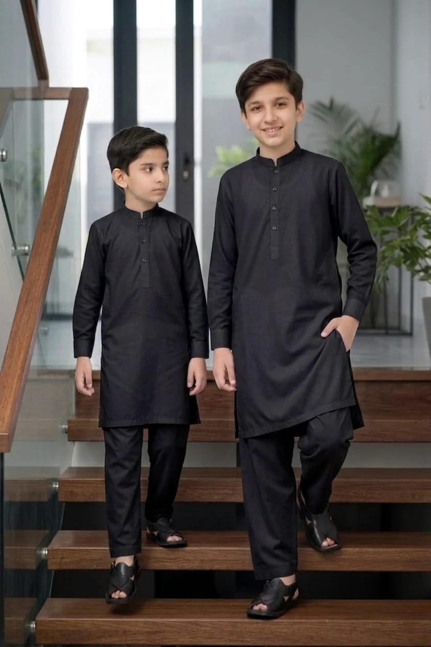 BOYS DEEP BLACK KURTA SHALWAR / PAJAMA