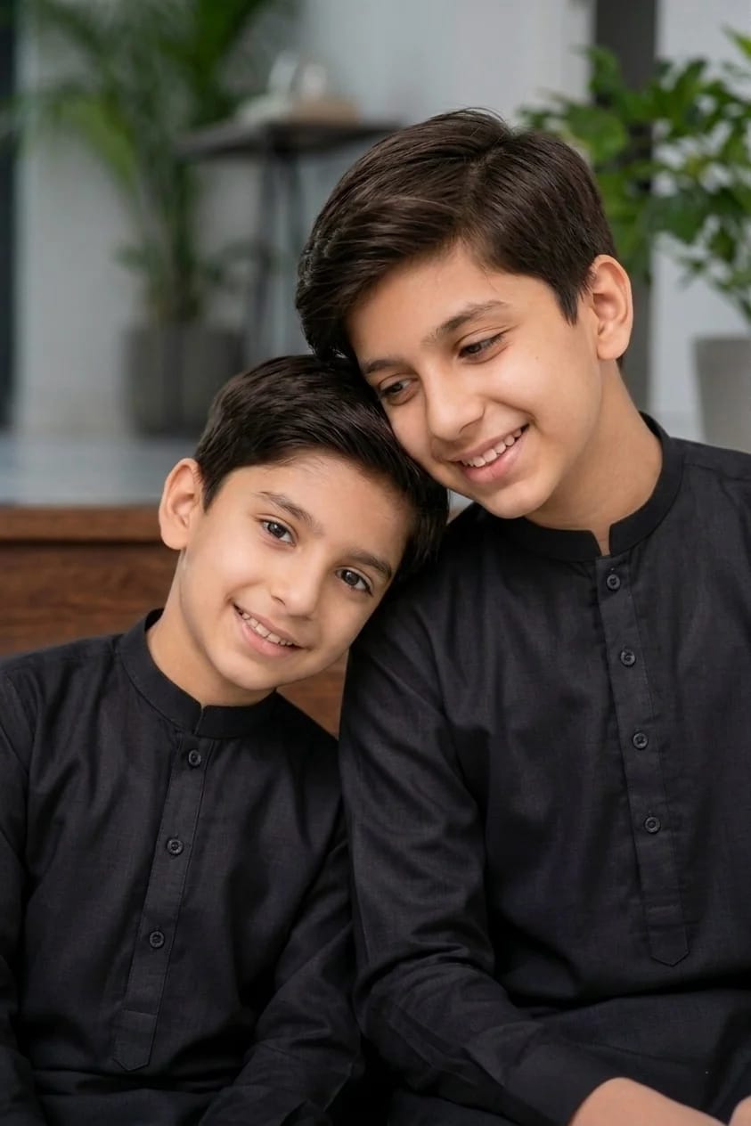 BOYS DEEP BLACK KURTA SHALWAR / PAJAMA