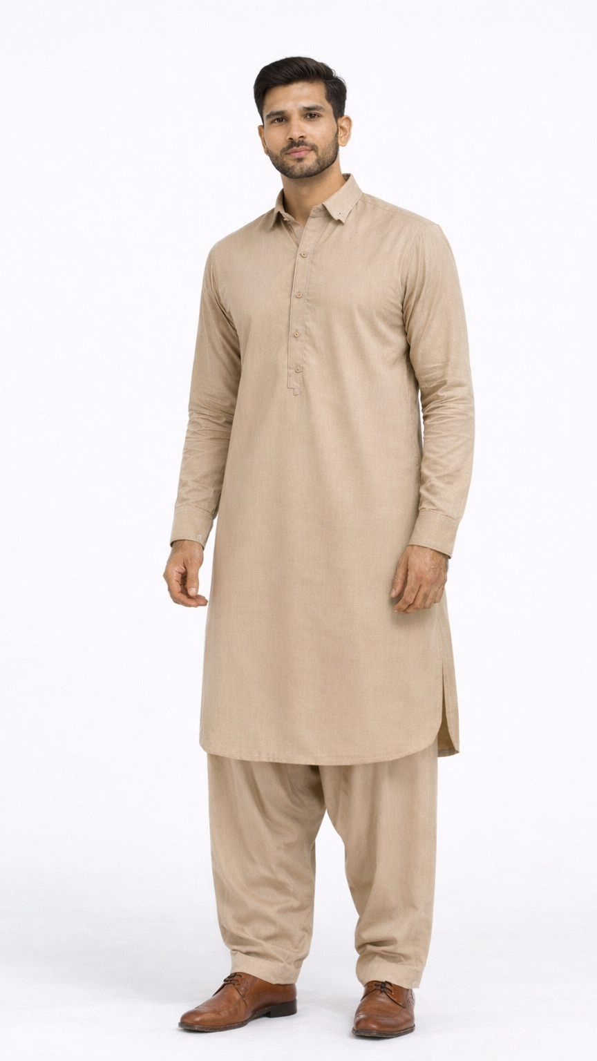 Buraq 009 Khaki Kameez Shalwar