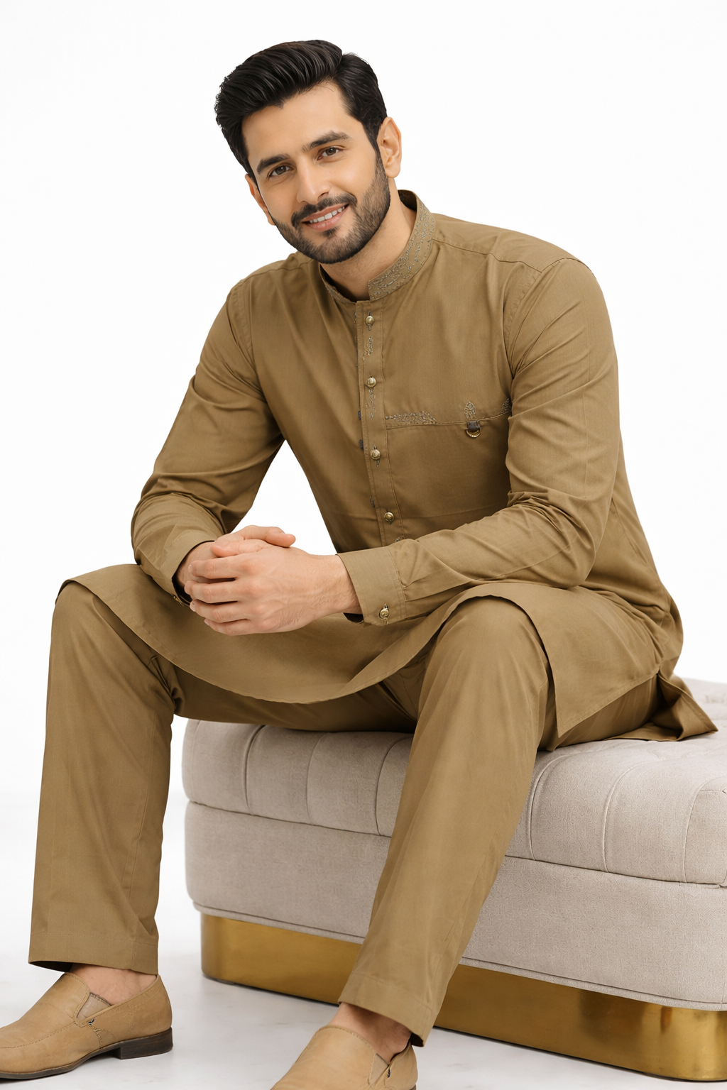 Buraq P-10 Mehndi Kurta Pajama
