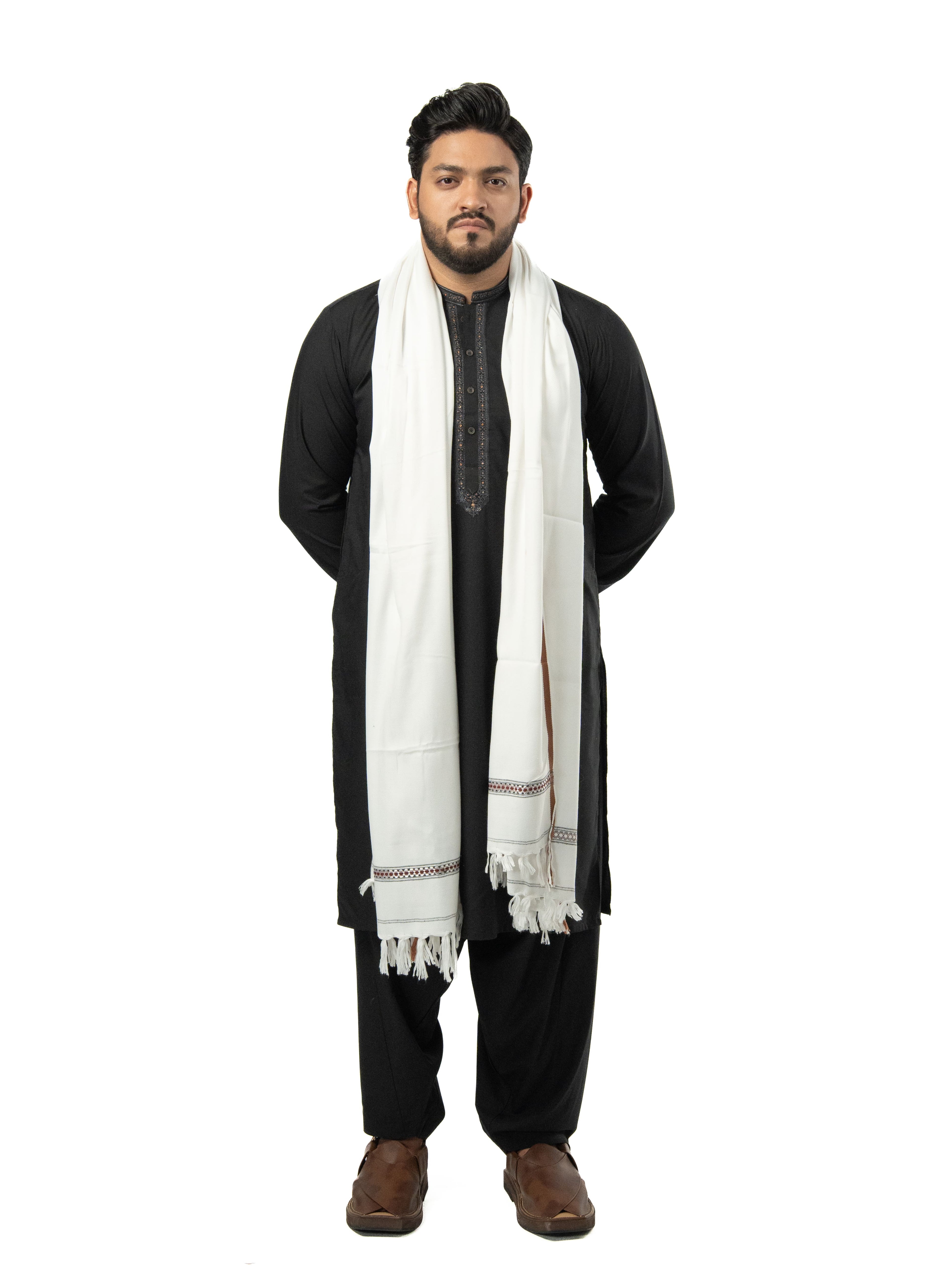 Mens Shawl White
