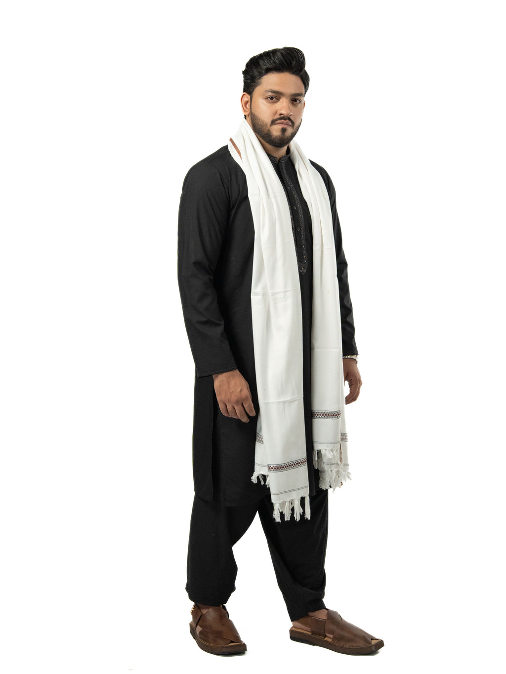 Mens Shawl White