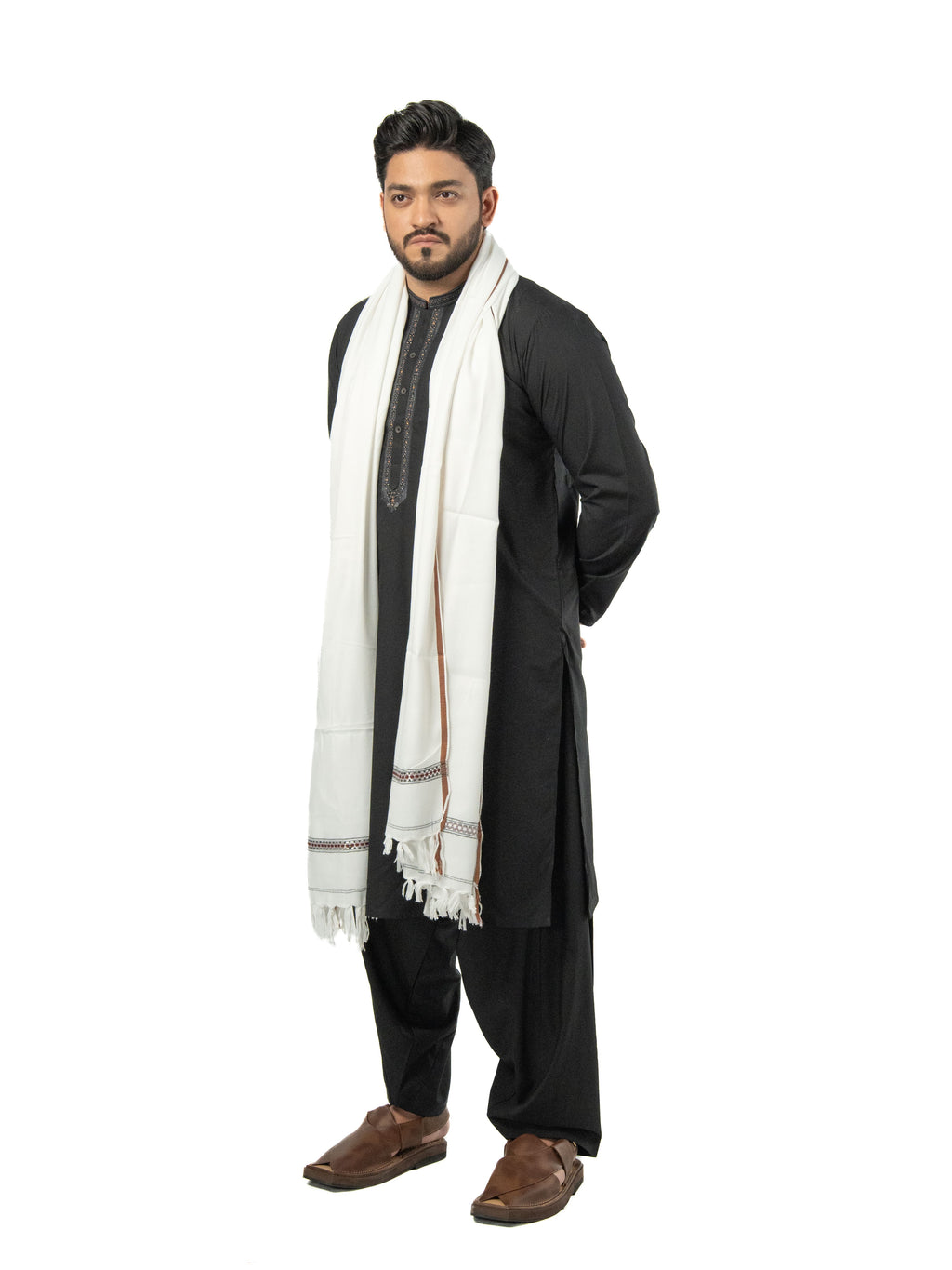 Mens Shawl White