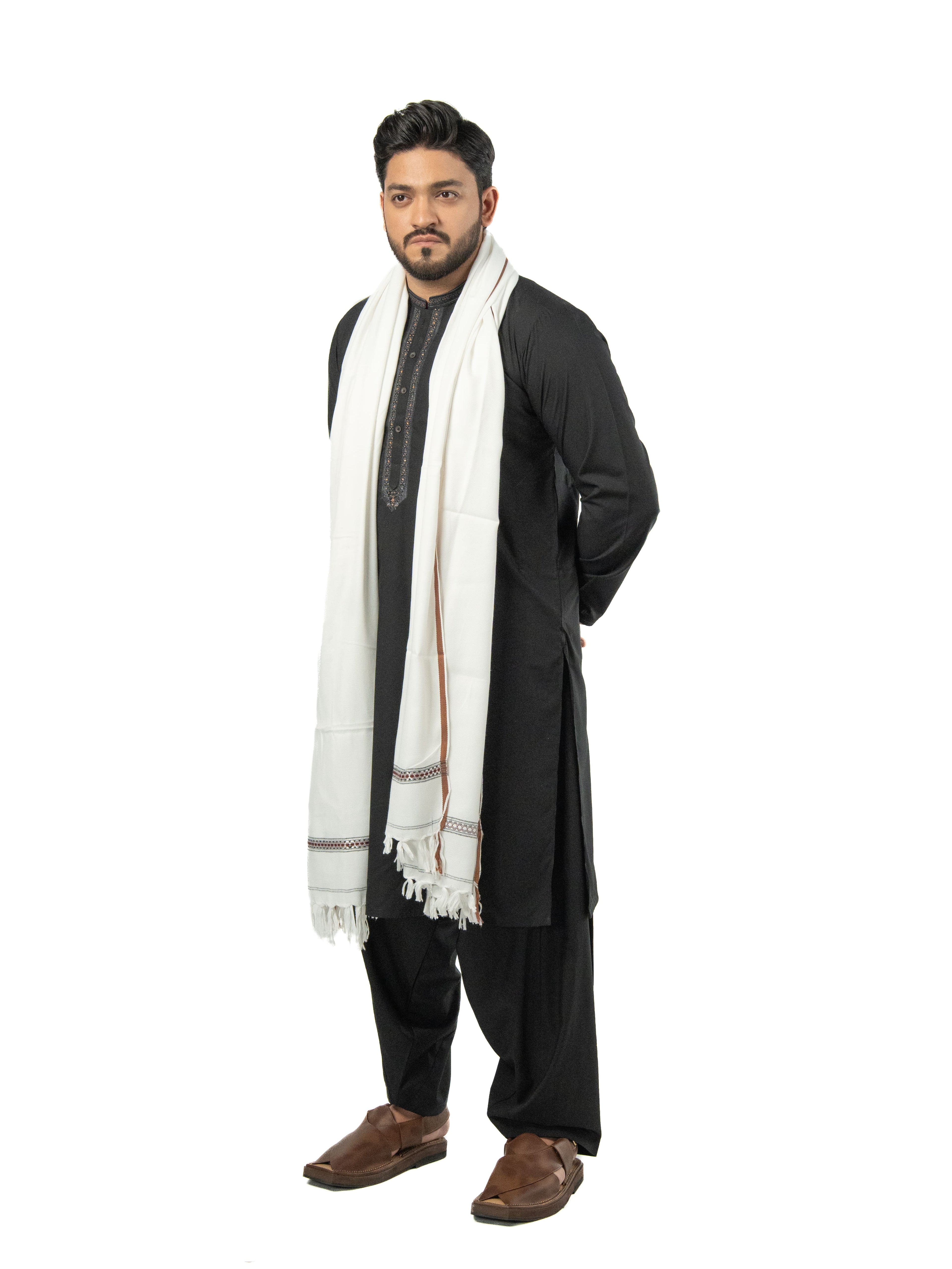 Mens Shawl White