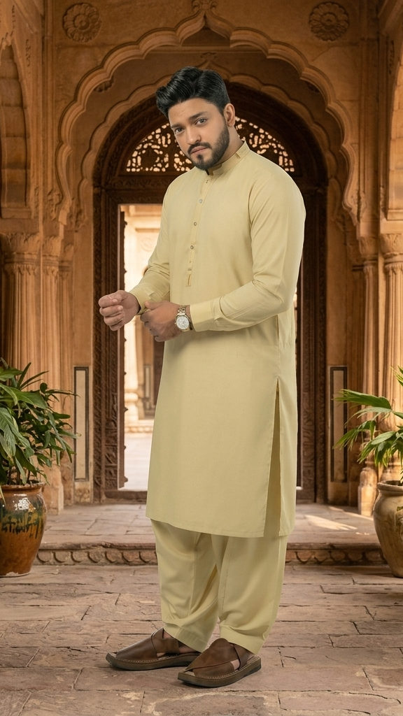 R-33 KHAKI KURTA SHALWAR