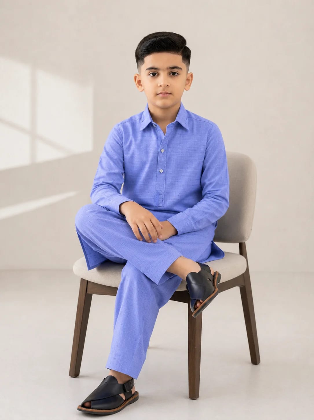 K-4 ASH-BLUE KAMEEZ SHALWAR