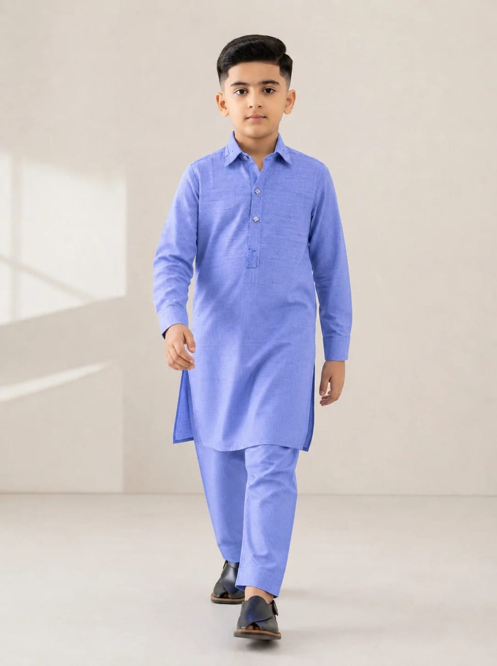 K-4 ASH-BLUE KAMEEZ SHALWAR