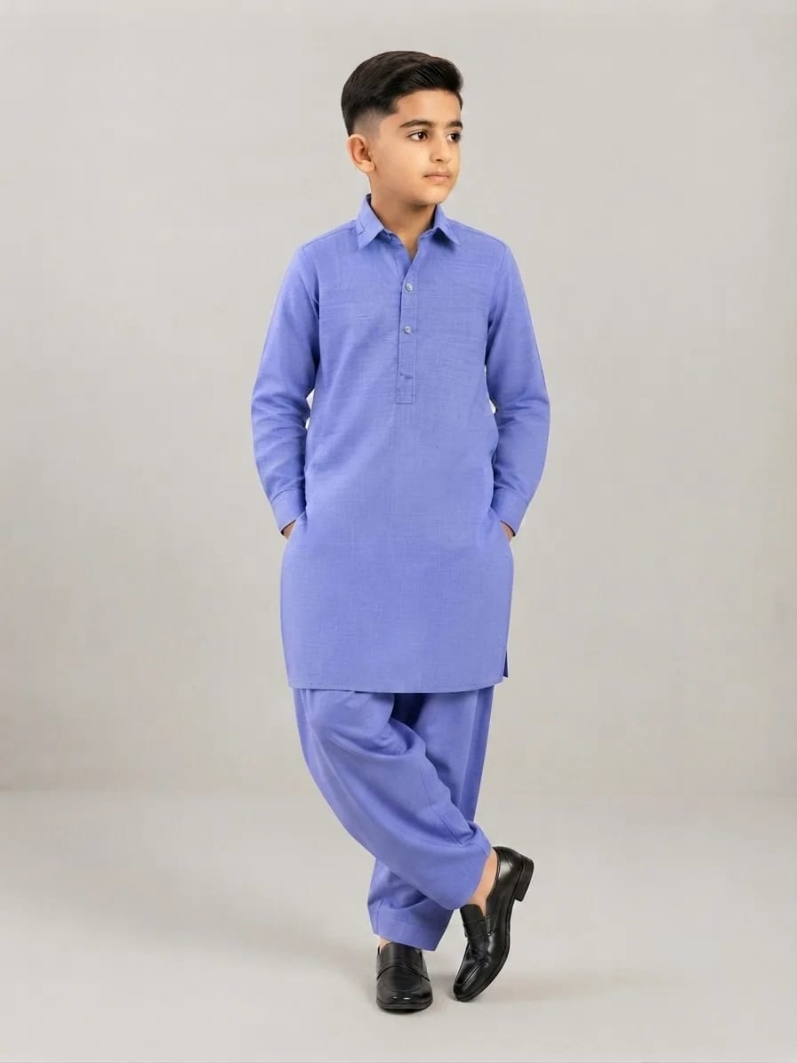 K-4 ASH-BLUE KAMEEZ SHALWAR