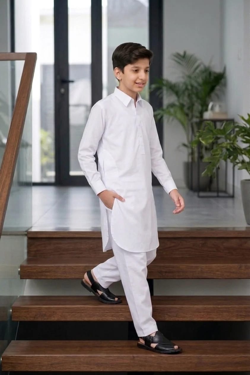 BOYS PURE WHITE KAMEEZ SHALWAR