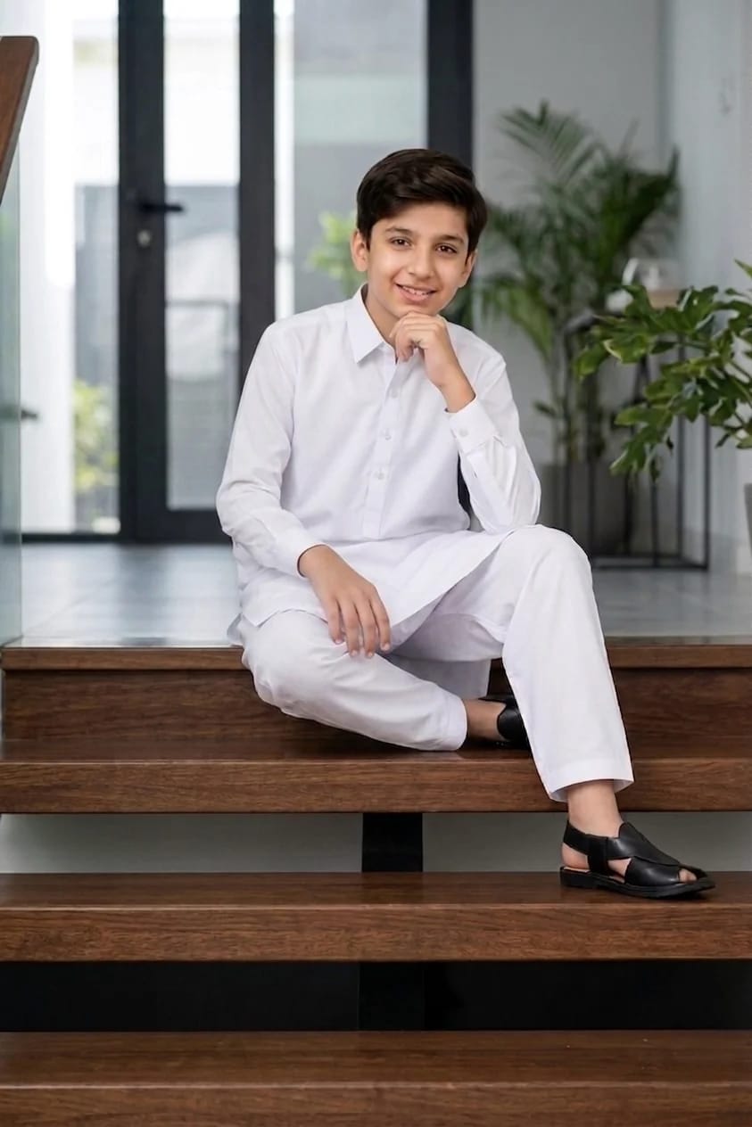 BOYS PURE WHITE KAMEEZ SHALWAR