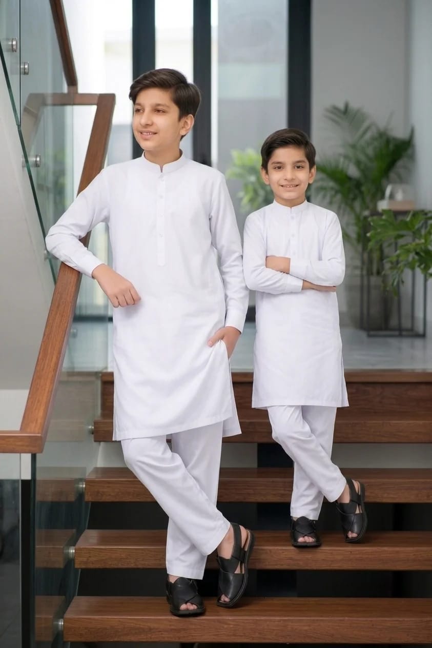 BOYS PURE WHITE KURTA SHALWAR / PAJAMA