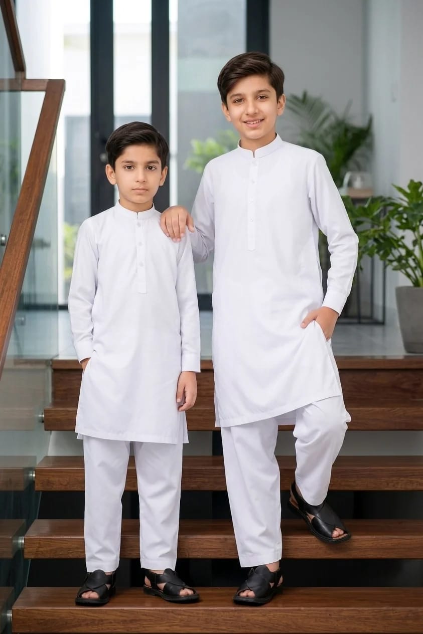 BOYS PURE WHITE KURTA SHALWAR / PAJAMA