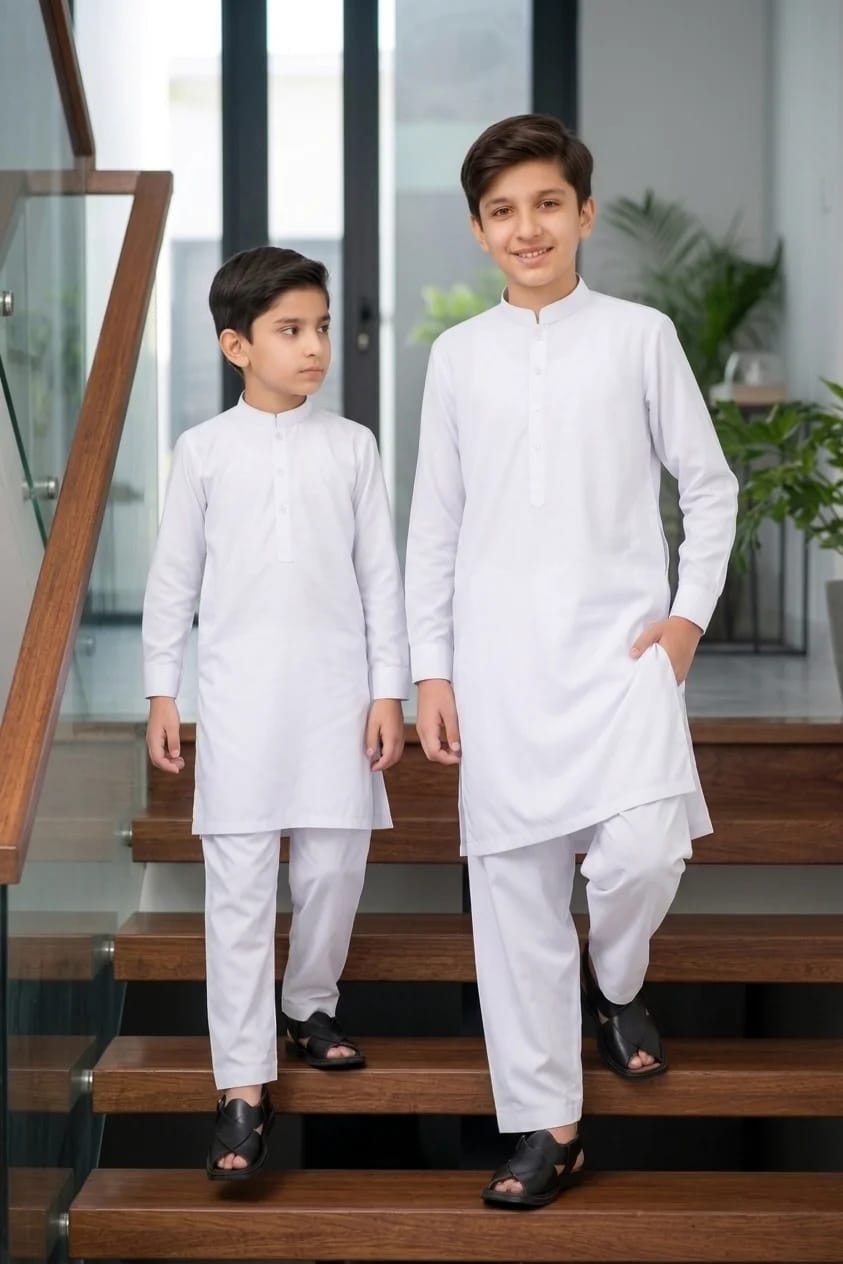 BOYS PURE WHITE KURTA SHALWAR / PAJAMA