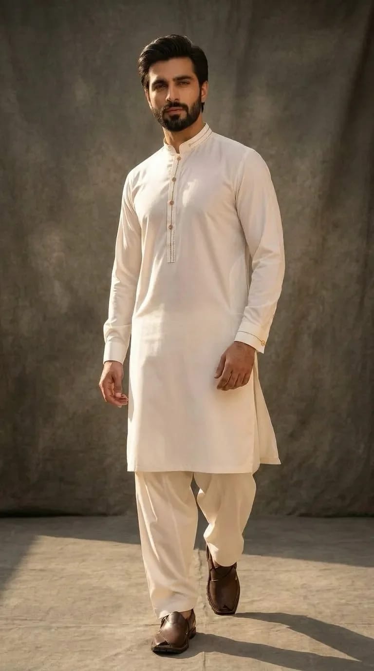 OFF-WHITE KURTA SHALWAR/PAJAMA