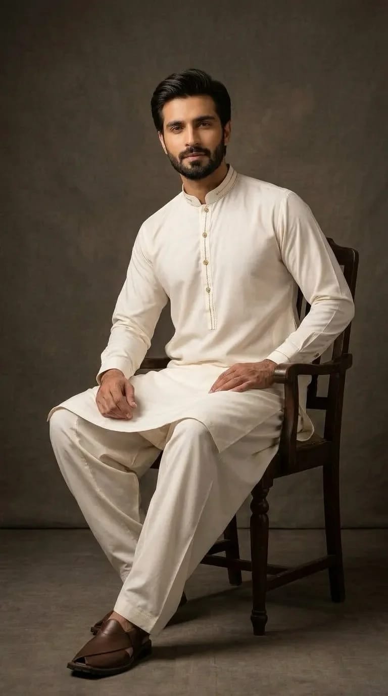OFF-WHITE KURTA SHALWAR/PAJAMA