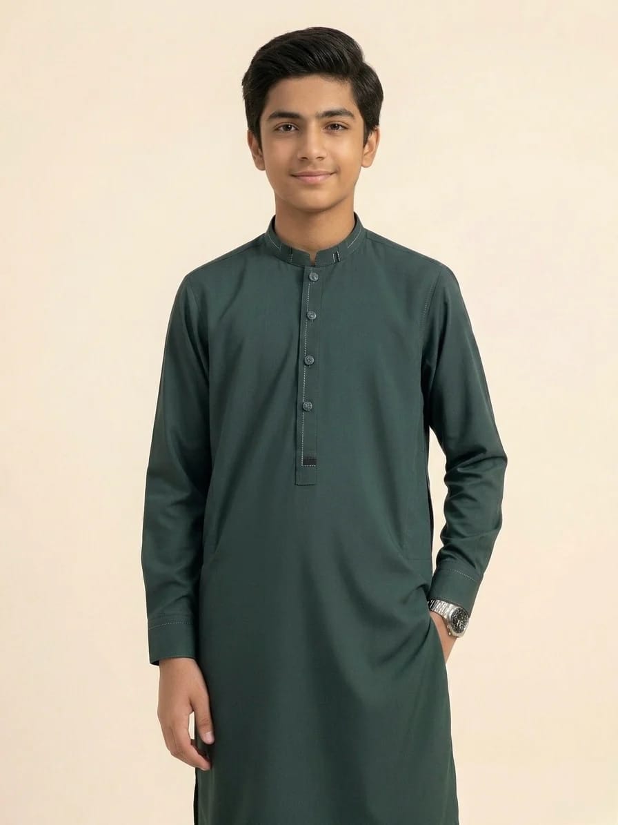 A-1 GREEN BOYS KURTA SHALWAR