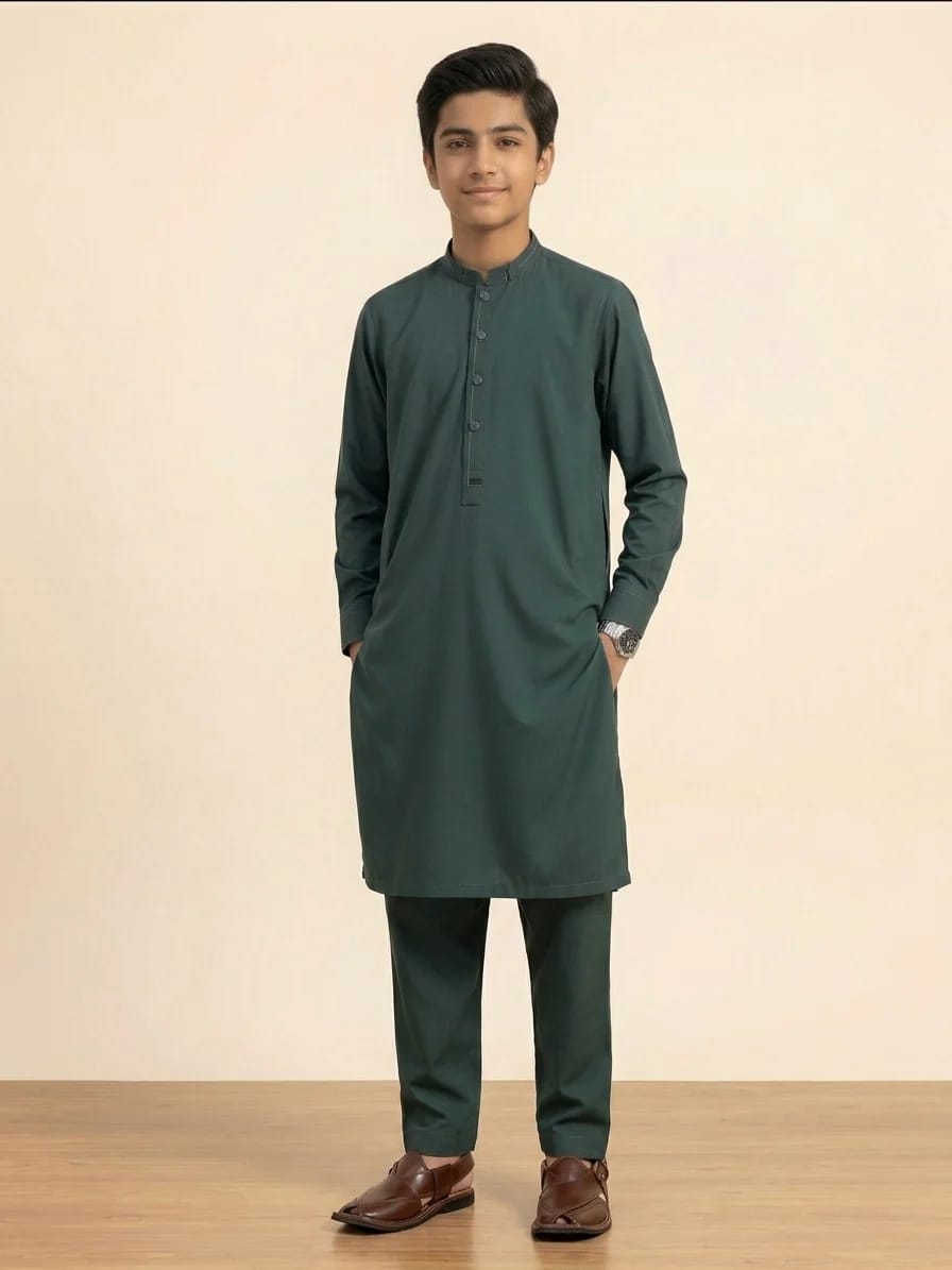 A-1 GREEN BOYS KURTA SHALWAR