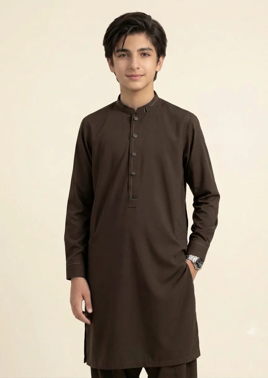 A-1 BROWN BOYS KURTA SHALWAR