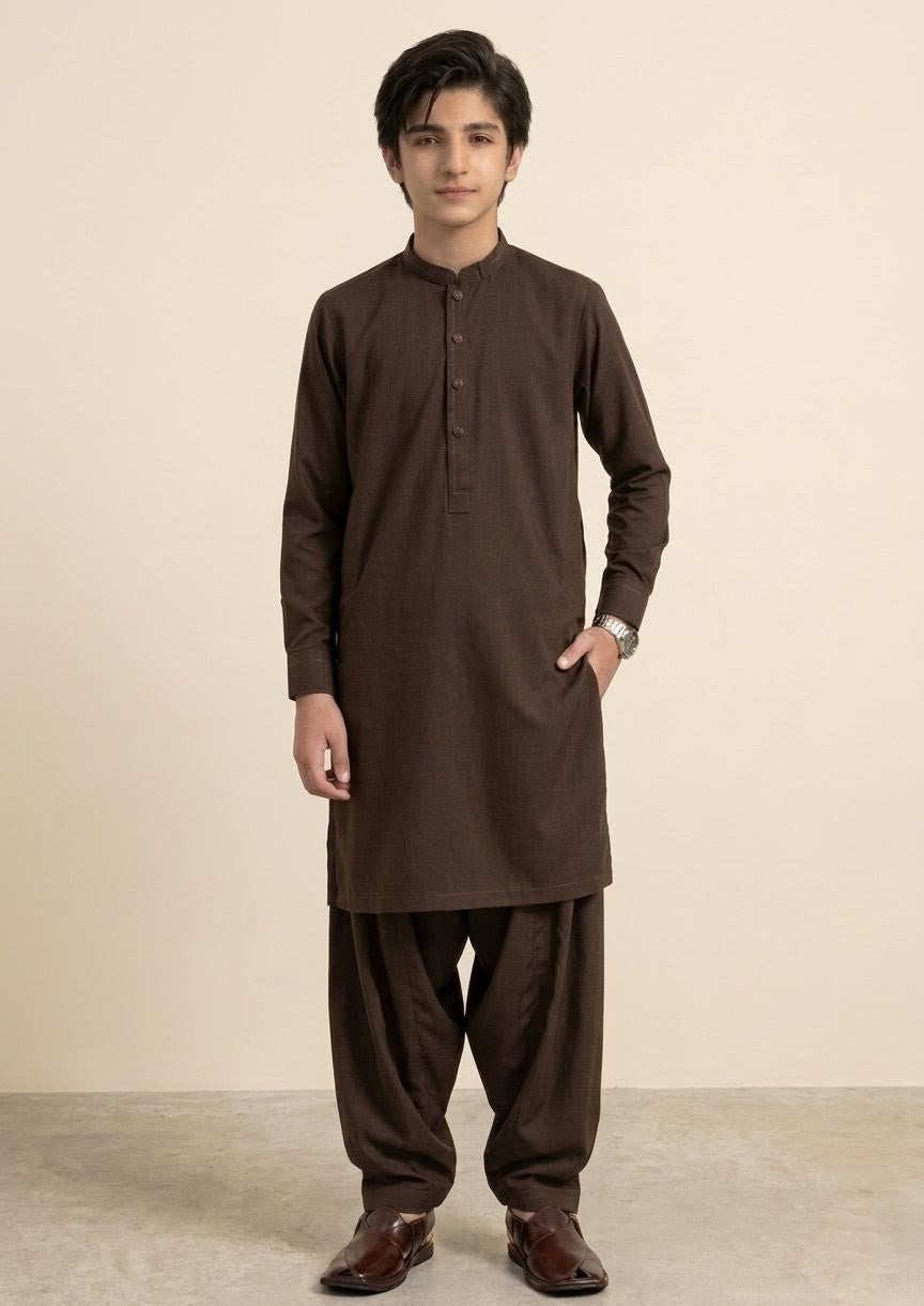 A-1 BROWN BOYS KURTA SHALWAR