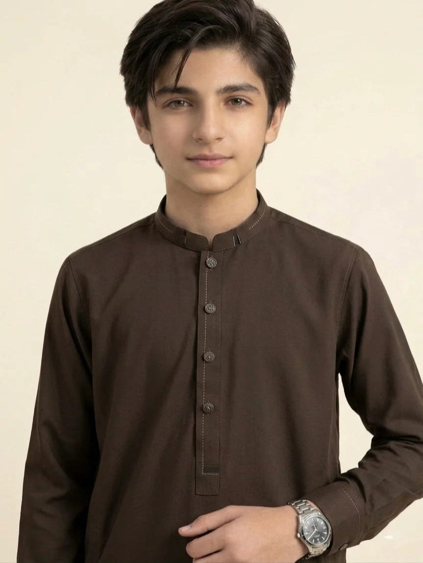 A-1 BROWN BOYS KURTA SHALWAR