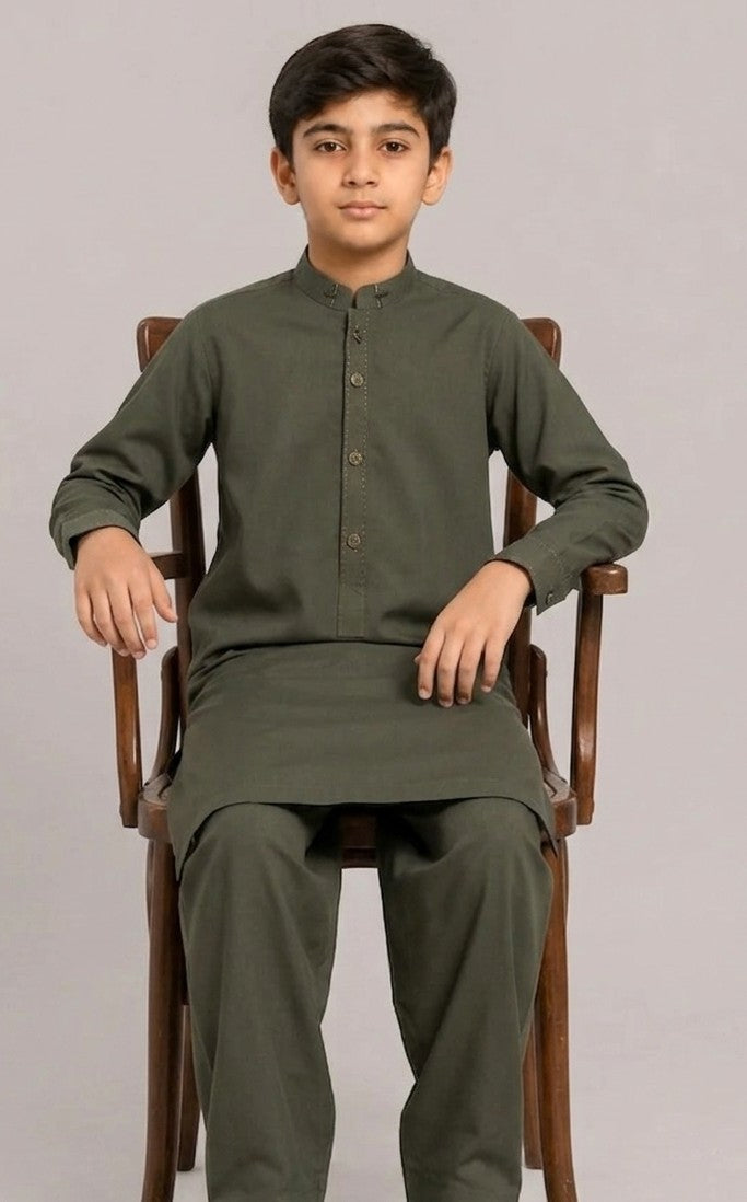 K-1 BLACKISH GREEN BOYS KURTA SHALWAR