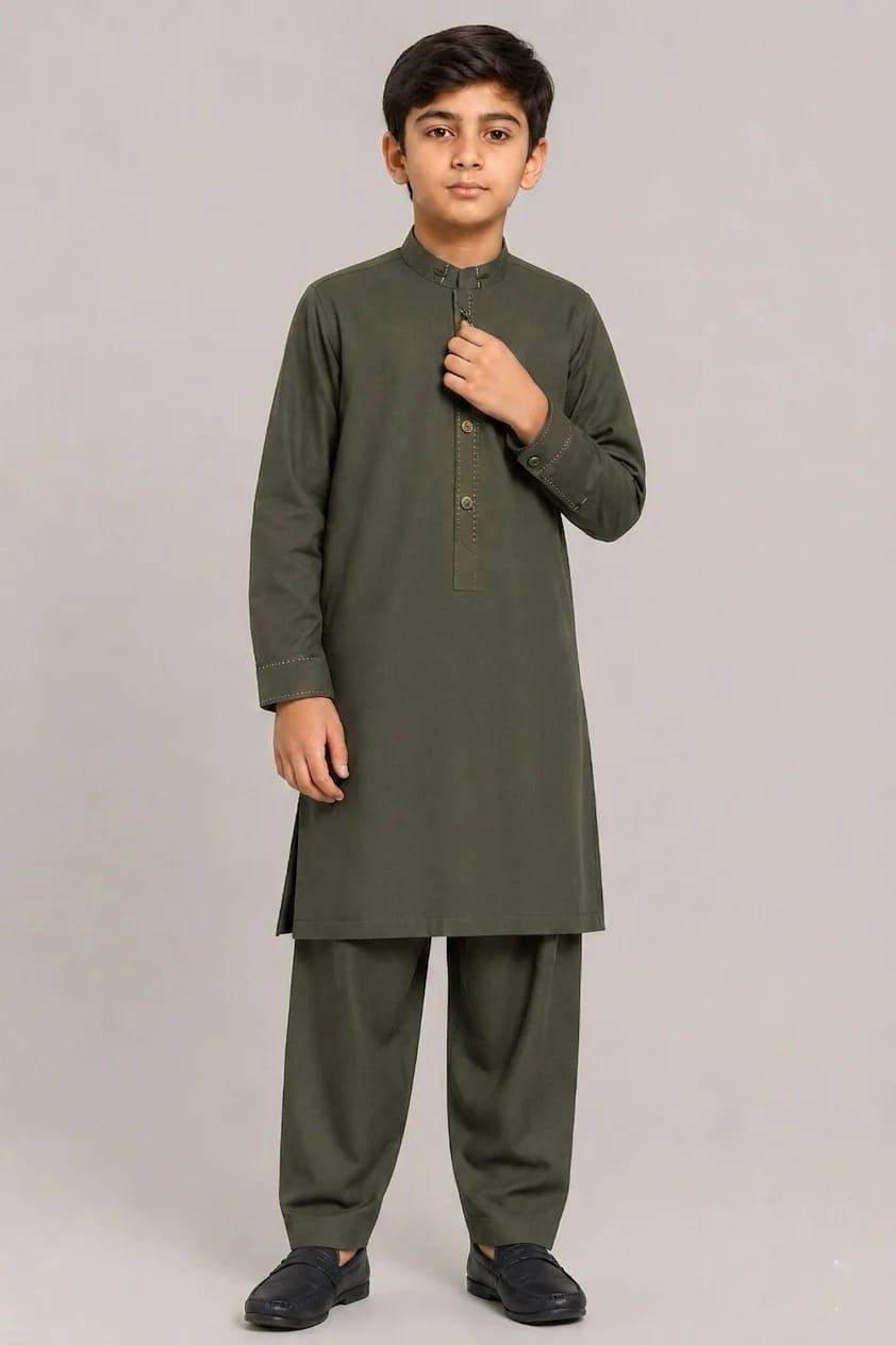 K-1 BLACKISH GREEN BOYS KURTA SHALWAR