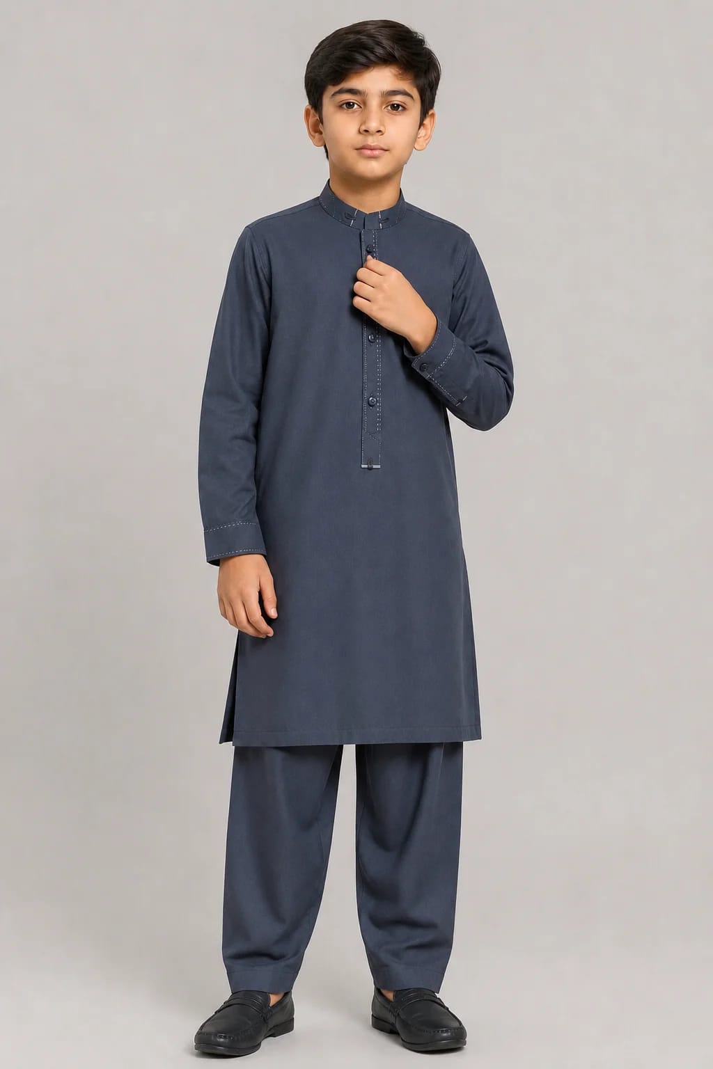 K-1 BLACKISH-BLUE BOYS KURTA SHALWAR