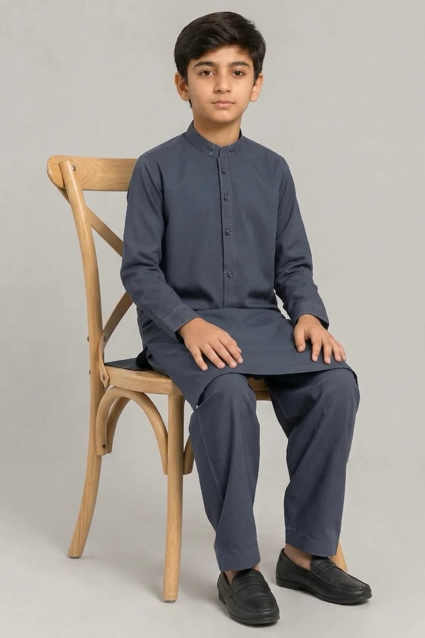 K-1 BLACKISH-BLUE BOYS KURTA SHALWAR