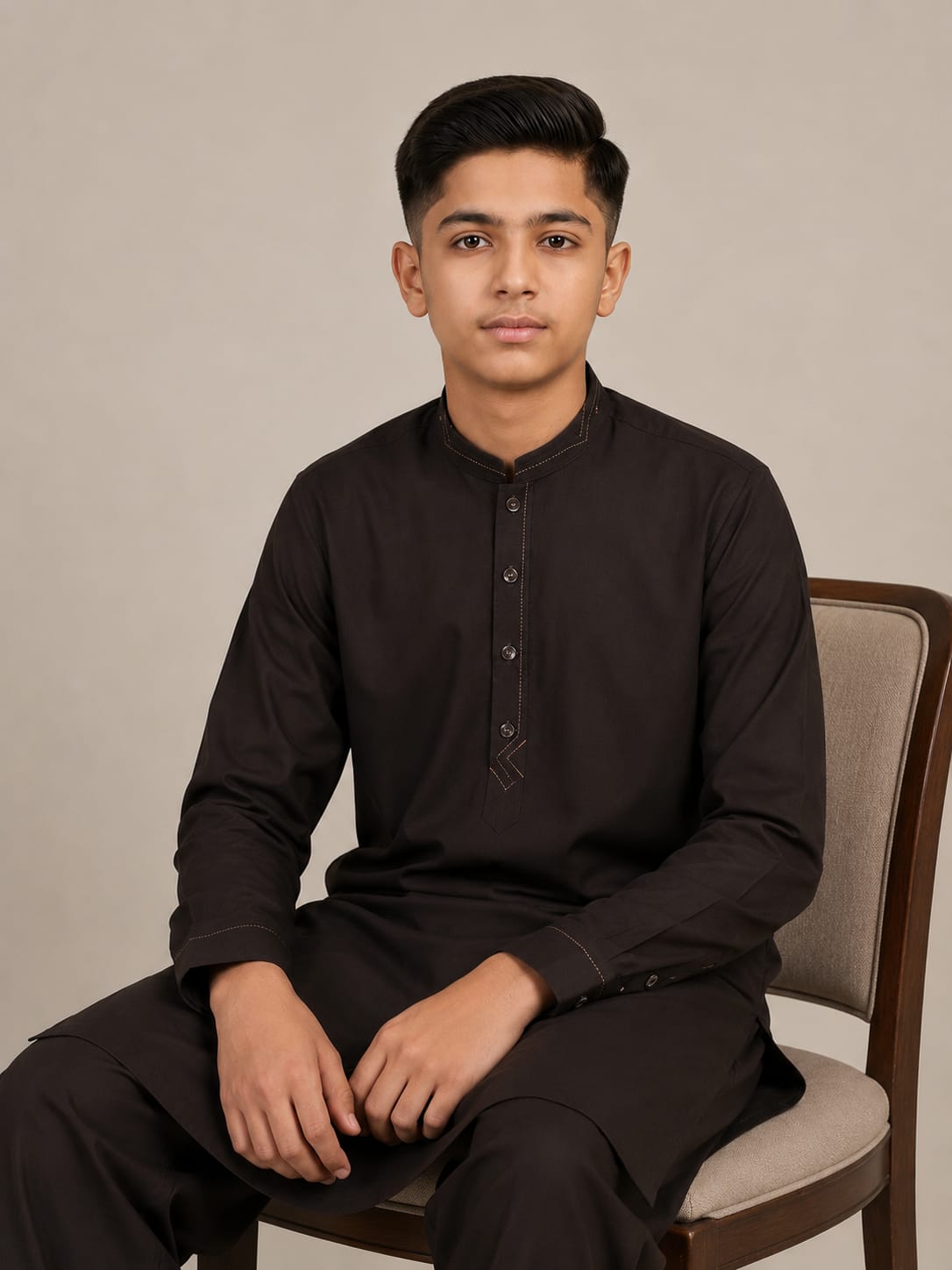 A-2 CHOCOLATE-BROWN KURTA SHALWAR