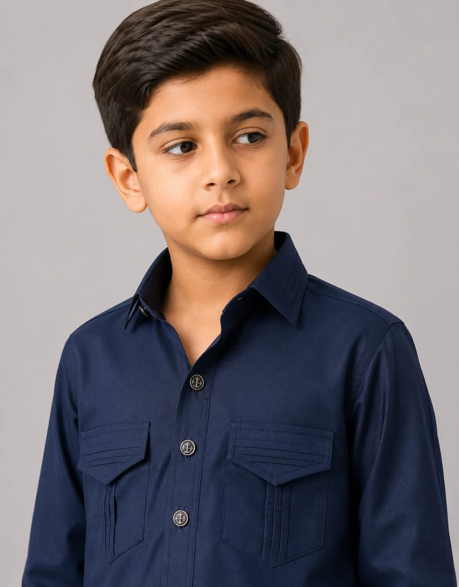 A-3 NAVY-BLUE  DOUBLE POCKET KAMEEZ SHALWAR