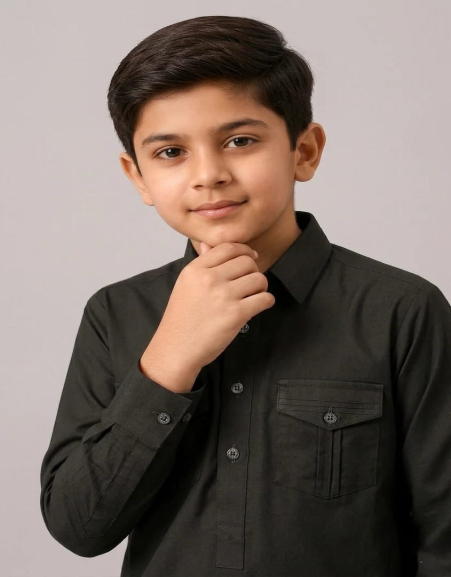 A-3 DEEP-GREEN DOUBLE POCKET KAMEEZ SHALWAR
