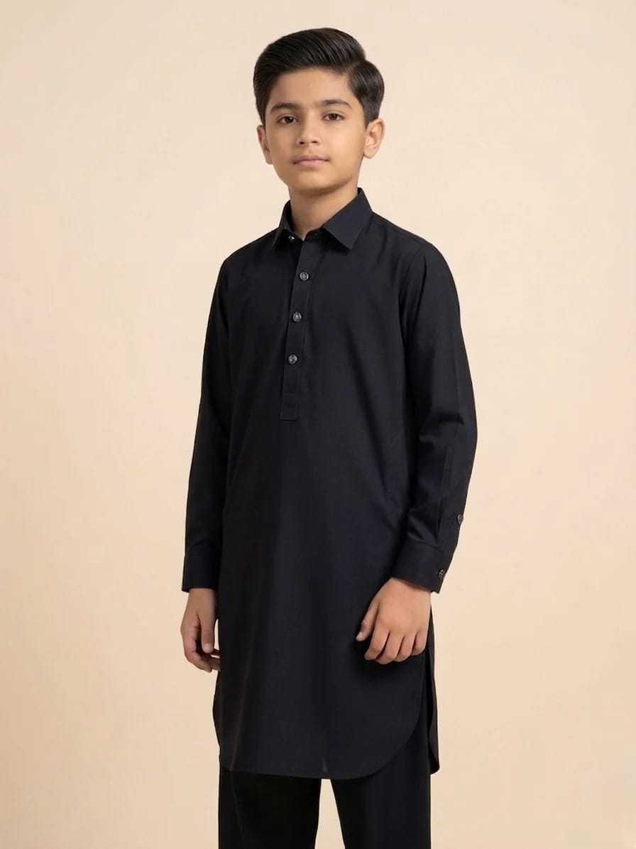 BOYS DEEP BLACK KAMEEZ SHALWAR