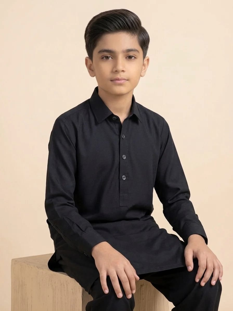 BOYS DEEP BLACK KAMEEZ SHALWAR