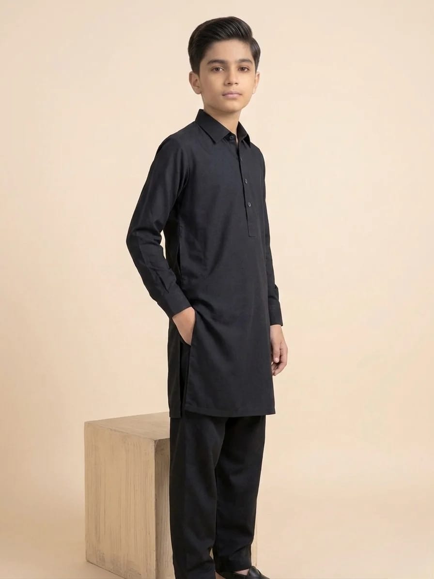BOYS DEEP BLACK KAMEEZ SHALWAR