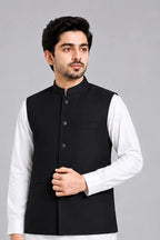 MENS PLAIN BLACK WAISTCOAT