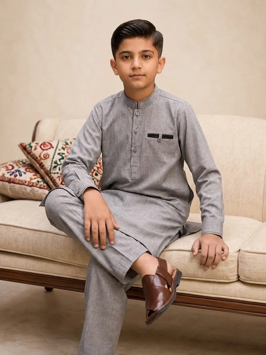 BOYS GL-1 ASHGRAY KURTA PAJAMA
