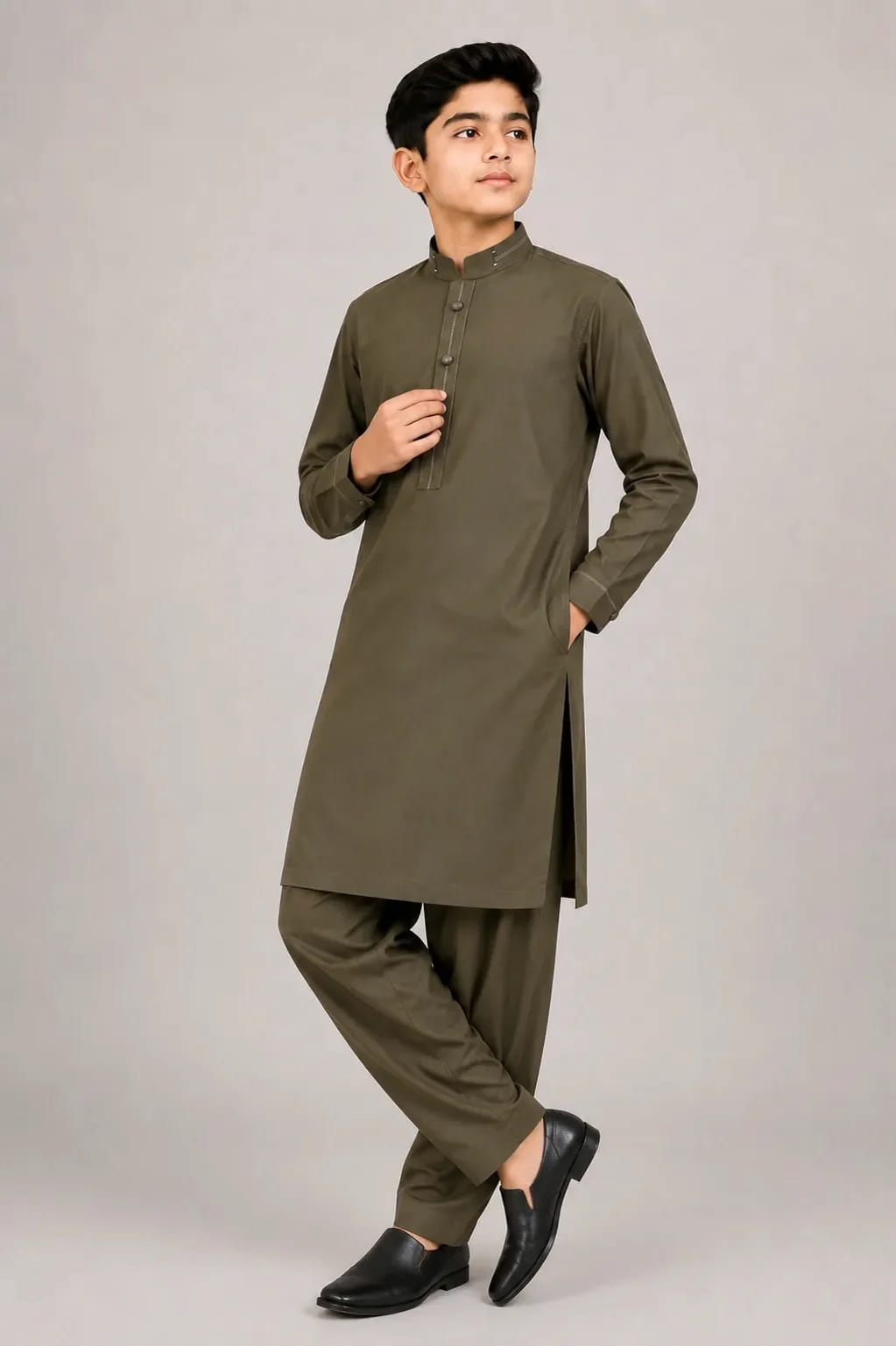 E1-3 MEHANDI KURTA SHALWAR