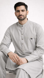 BURAQ 10 ASH GRAY KURTA SHALWAR