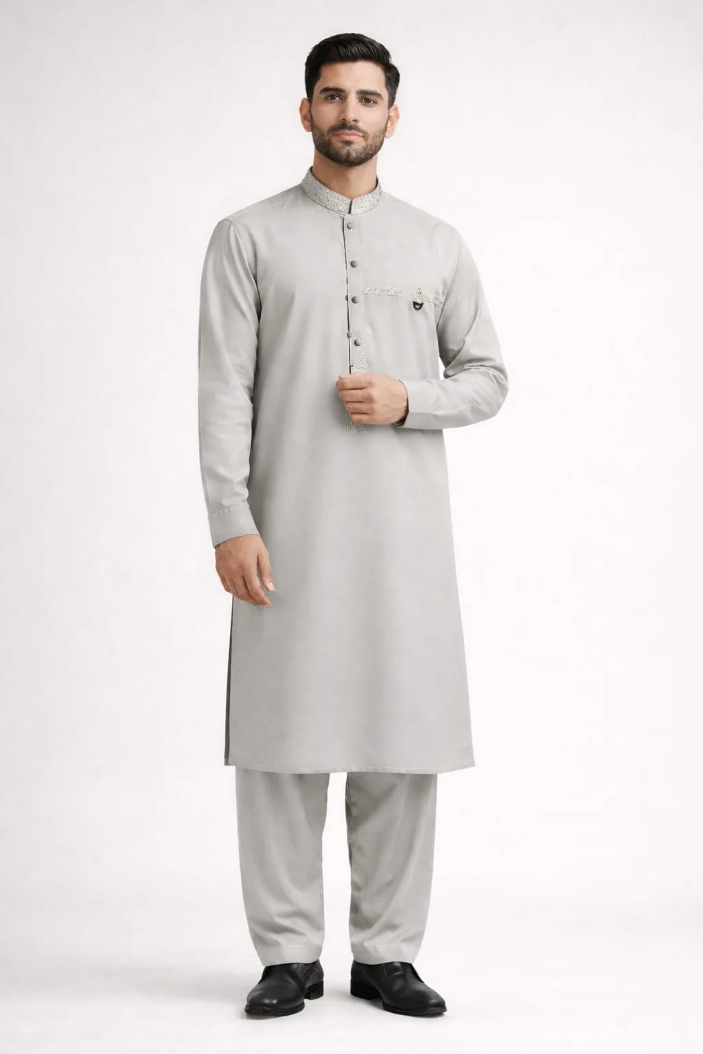 BURAQ 10 ASH GRAY KURTA SHALWAR