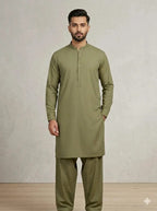BURAQ 13 OLIVE KURTA SHALWAR