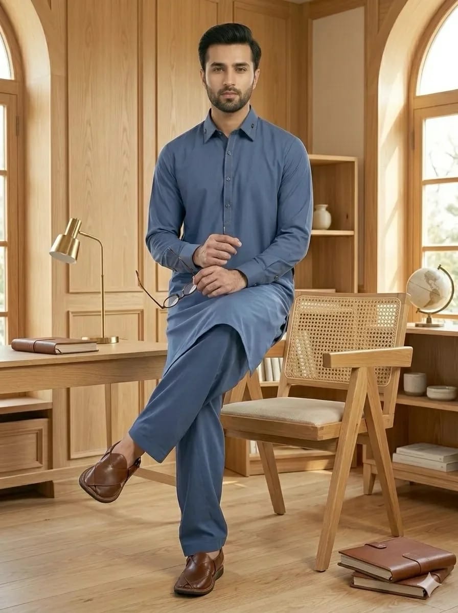 Buraq 15 Blue Kameez Shalwar